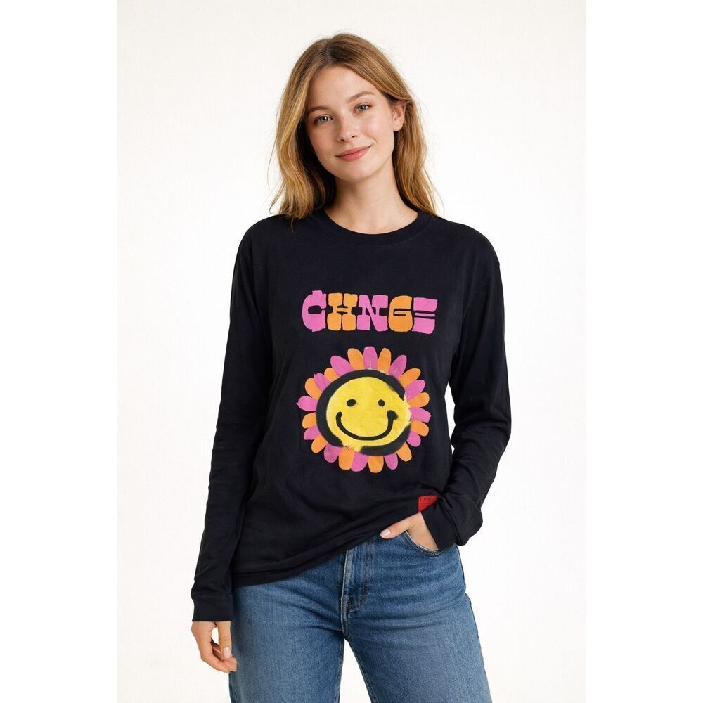 CHNGE Flower Graphic Long Sleeve Tee Size Medium Organic Cotton